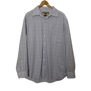 Vintage Y2K Naturalife Men's‎ XL Blue Windowpane Plaid 100% Cotton Shirt